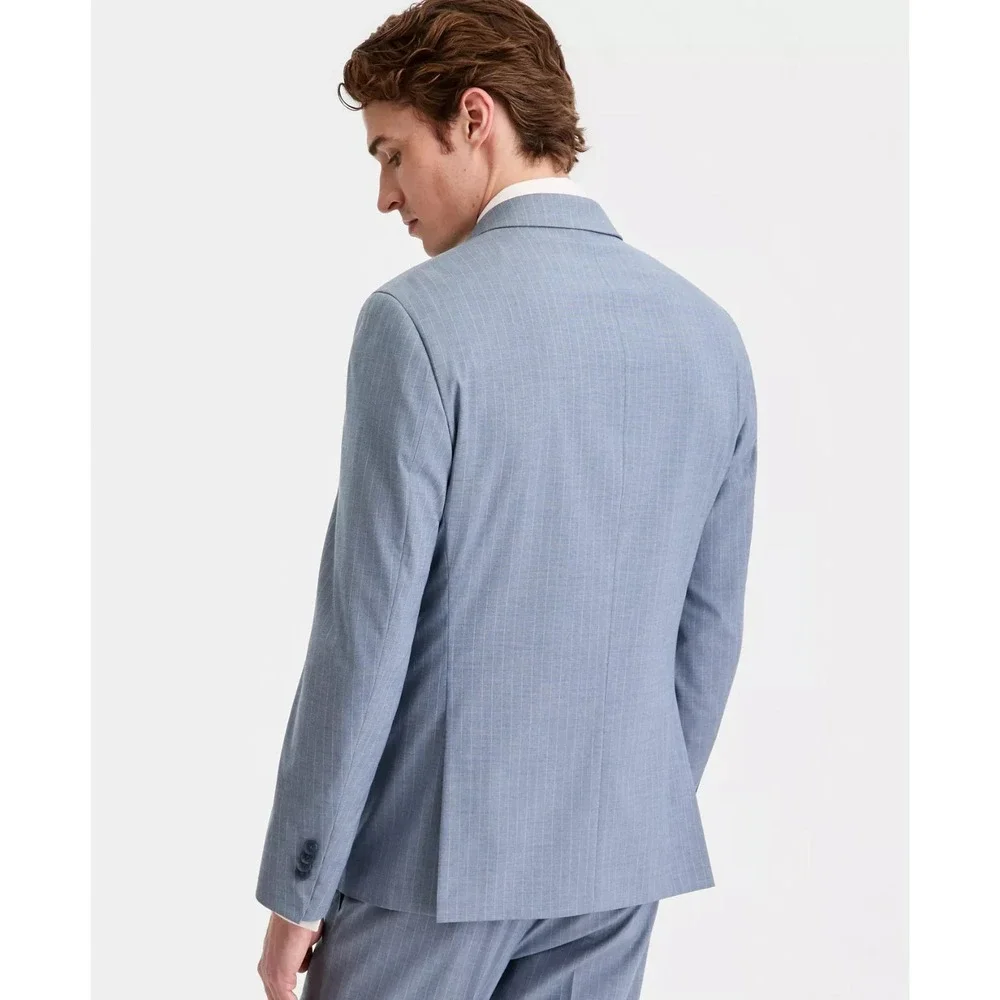 Kenneth Cole Reaction Men's Pinstripe Slim-Fit Techni-Cole Suit Blue 38S 30W 30L